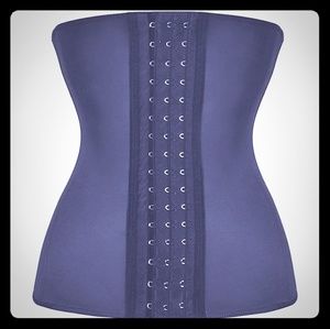 Waist Trainer Corset 100% Latex 3 Hook Black Large